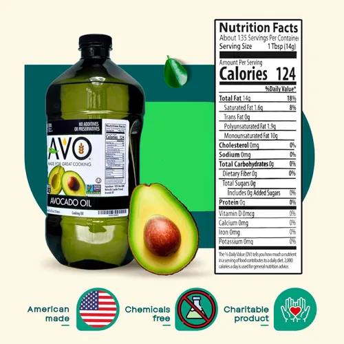 Vista 2 de Aceite de aguacate AVO 100% no transgénico, 67.6 Fl-oz, sin conservantes añadidos