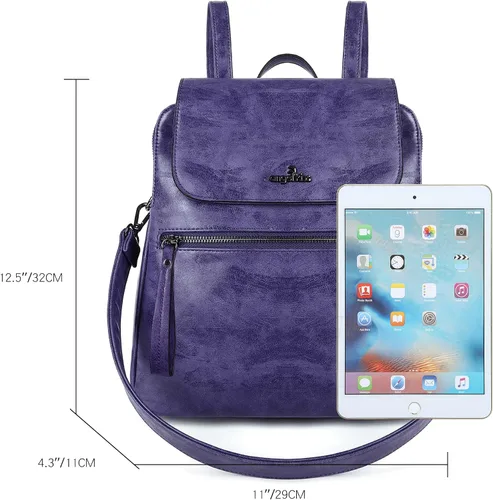Vista 4 de Angel Kiss Backpack Purse for Women Casual Fashion Vegan Leather Shoulder Bag Ladies Zipper Magnetic Flap Backpack