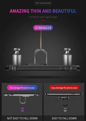 Vista 4 de YaHan Funda para Xiaomi Redmi 8A / Redmi 8, anillo giratorio de 360 grados, soporte híbrido, resistente, de doble capa, a prueba de golpes, con Negro