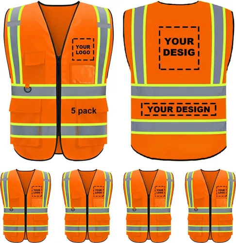 Vista 17 de BeautyWill Chaleco de seguridad personalizado con logotipo Clase 2 Chaleco reflectante de alta visibilidad Chaleco de trabajo protector