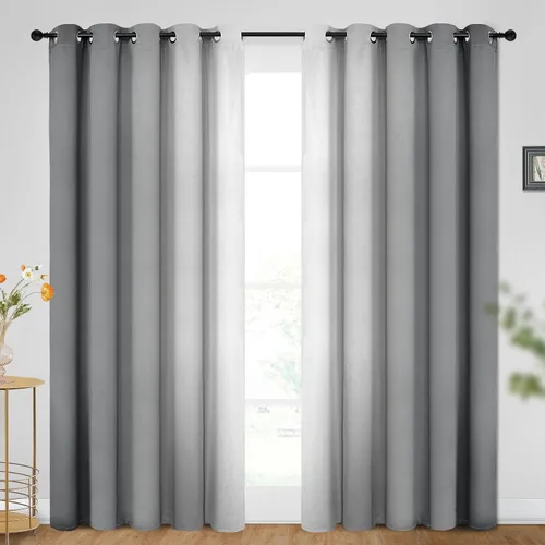 Vista 11 de SimpleHome Cortinas degradadas degradadas para oscurecer la habitación de 36 pulgadas de largo para dormitorio, con ojales y bloqueo de luz Negro