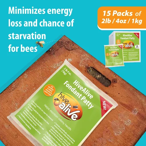 Vista 2 de HIVE ALIVE Fondant de alimento para abejas para alimentación de invierno, primavera y otoño, 2.2 libras x 15 unidades Paquete de 15 unidades de 2.2