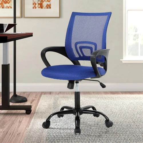 Vista 19 de Silla de escritorio, silla de oficina en casa, sillas de computadora de malla con soporte lumbar y reposabrazos, silla de escritorio ergonómica