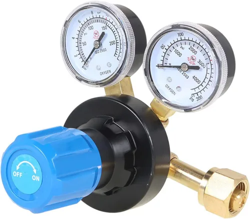 Vista 2 de findmall CGA 540 Regulador de oxígeno para la gama de entrega del indicador de gas de soldadura 145PSI
