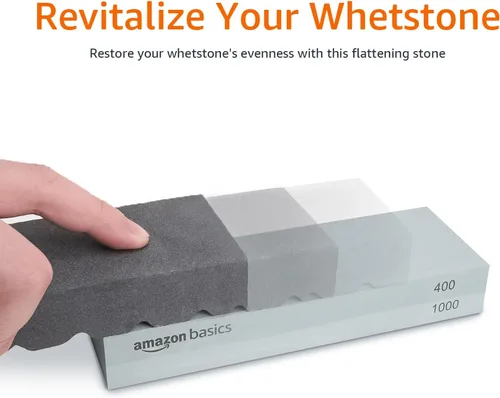 Vista 4 de Amazon Basics Piedra afiladora de cuchillos Whetstone de piedra húmeda de doble cara con piedras de grano 400/1000 y 3000/8000, piedra