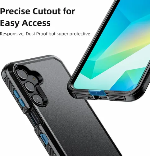Vista 5 de Jiunai Funda para Samsung A16, a prueba de golpes, antipolvo, protección resistente, de doble capa, borde elevado, para exteriores, híbrida