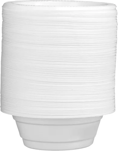Vista 4 de Basix [100 unidades] Cuencos desechables de plástico blanco de 5 onzas para postre, aptos para microondas, ideales para la escuela, comida