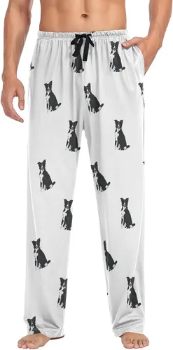 Vista 2 de Pantalones de pijama para hombre con puntero alemán de pelo corto para hombre, pantalones de pijama para dormir con bolsillos con cordón, talla S