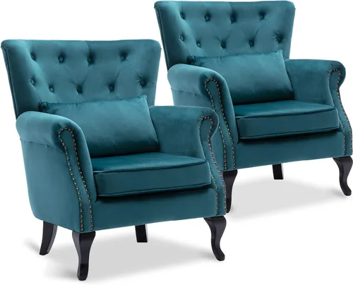 Vista 35 de Sillas de Brazo de Lectura Accent Sillas Midcentury Modernas Cómodas Silla de Sofá de Esquina, Silla de Club Wingback de Sala de Espera con Respaldo