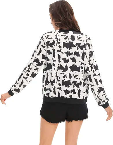 Vista 2 de WDIRARA Chaqueta casual de manga larga con estampado a cuadros y cremallera frontal para mujer