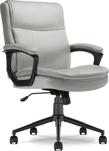 Vista 12 de Transform 2.0 Silla de oficina ergonómica, silla de escritorio con respaldo medio con brazos acolchados, soporte lumbar, altura ajustable, Blanco