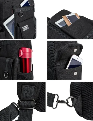 Vista 6 de Leaper Bolsa de mensajero para exteriores bolsa cruzada para el hombro color negro