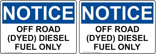 Vista 6 de ComplianceSigns.com Aviso Off Road (teñido) Diesel Fuel Only OSHA Label Calcomanía, vinilo de 7 x 5 pulgadas para combustible