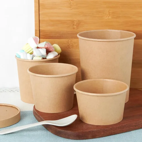 Vista 7 de 50 paquetes de envases de sopa de papel de 8 onzas con tapas, tazas de papel desechables para comida, tazas de helado, almacenamiento de alimentos