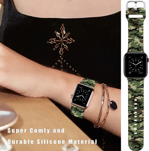 Vista 4 de Correas de silicona suaves compatibles con Apple Watch Band de 1.496 in 1.575 in 1.614 in 1.654 in 1.732 in 1.772 in 1.811 in 1.929 in, correa