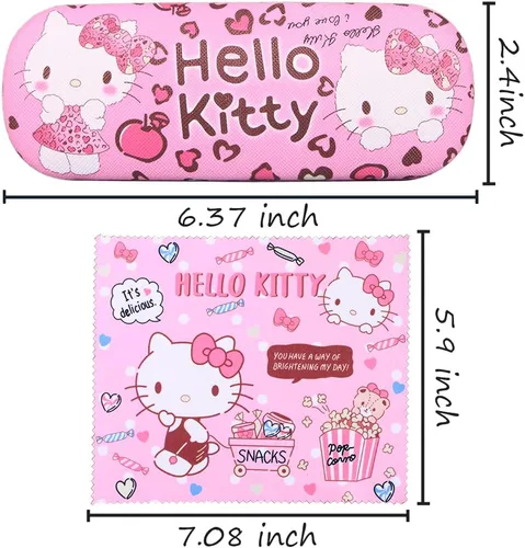 Vista 6 de Cute Stylish Hard Shell Eyeglasses Cases Protective Case Storage Box With Glasses Cloth Eyeglass Strap for Girl Teen