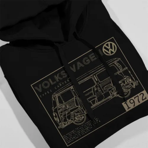 Vista 4 de Volkswagen Sudadera con capucha tipo 2 Camper 1972 Schematic Light Text para hombre
