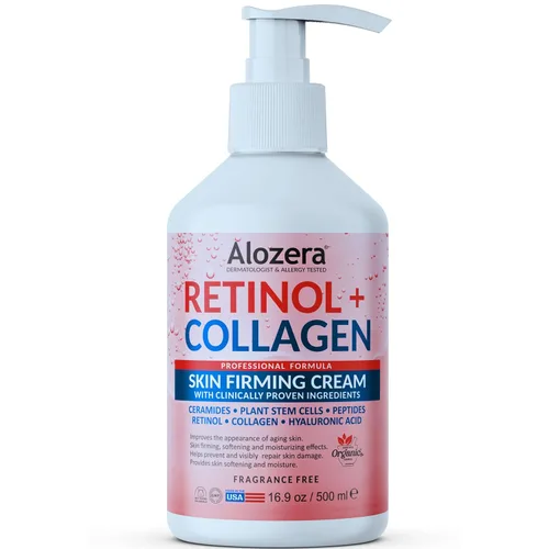 Vista 6 de Alozera Loción corporal reafirmante, hidratante corporal antienvejecimiento con retinol y colágeno, loción ligera y de rápida absorción para piel