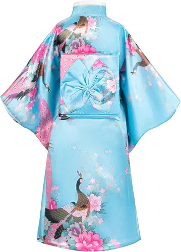 Vista 4 de Elibelle Bata de kimono tradicional japonesa para disfraz de niñas