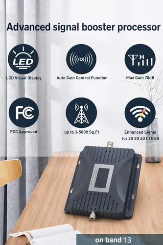 Vista 2 de Cell Phone Booster for Verizon Home, 5G 4G LTE Band 13 700MHz 5,500 sq ft home coverage, 65dB AGC cell signal amplifier, FCC Approved, multi-user