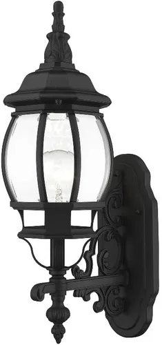 Vista 2 de Livex Lighting 7520-04 - Farol de pared para exteriores con pantallas de vidrio biselado transparente, negro, 21 x 7 x 21 pulgadas
