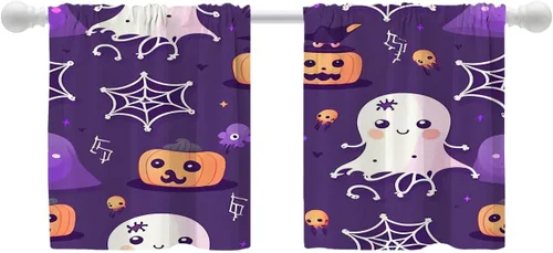 Vista 63 de Shrahala Orange Autumn Autumn Blackout Curtain Tiers, Fall Kitchen Valance Light Blocking Tier Drapes with Rod Pocket, 2 Pack 26 X 24 in