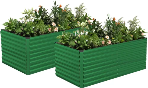 Vista 18 de NAVINE Cama de jardín elevada de 8 x 4 x 2 pies, macetas elevadas de metal grande, macetas para plantas al aire libre para verduras, flores