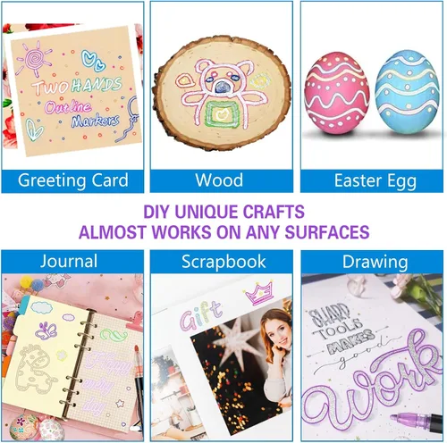 Vista 5 de Marcadores con purpurina metalizados: 12 brillantes para adolescentes, regalos de moda, suministros de arte de dibujo para niños de 6 a 12 años