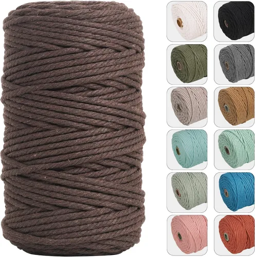 Vista 5 de NOANTA - Cuerda de macramé de 4 mm x 109 yardas color verde aguacate, cuerda de algodón para colgar en la pared, ganchos de plantas