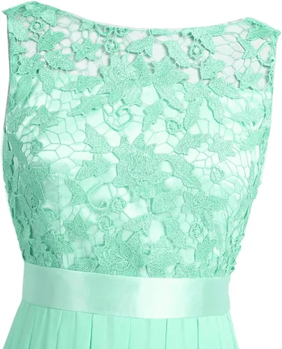 Vista 6 de Hularka Vestido largo de gasa de encaje floral para mujer