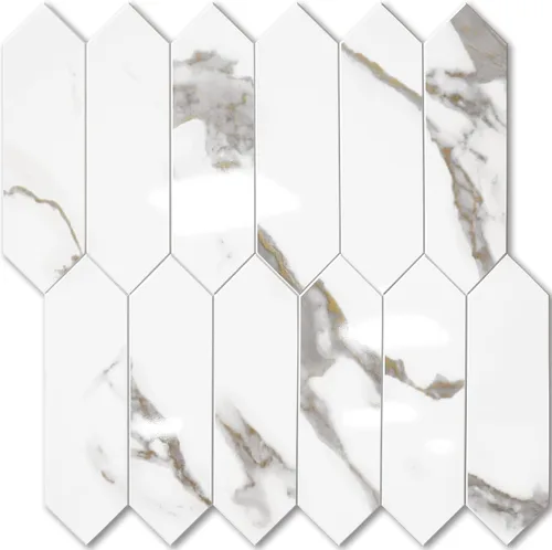 Vista 13 de Vamos Tile 1 hoja de azulejos brillantes con veta de mármol de madera para protector contra salpicaduras, despegar y pegar, azulejos de pared