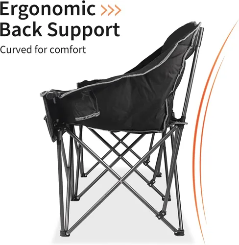 Vista 3 de Sillas de camping dobles plegables totalmente acolchadas, cómoda silla de jardín de gran tamaño con soporte para copa de vino, soporte para tazas