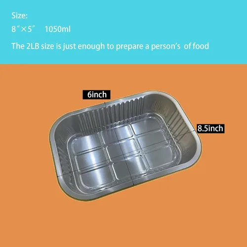Vista 4 de Sartenes de papel de aluminio de SuiXinCook con tapas, 10 unidades, resistentes, 2 libras, sartén pequeña de papel de aluminio de 8.5"×6