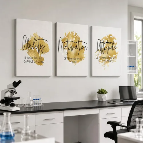 Vista 86 de Arte de pared inspirador de 3 piezas, imagen de refranes de plantas blancas, citas de trabajo y estadía, impresiones en lienzo para decoración
