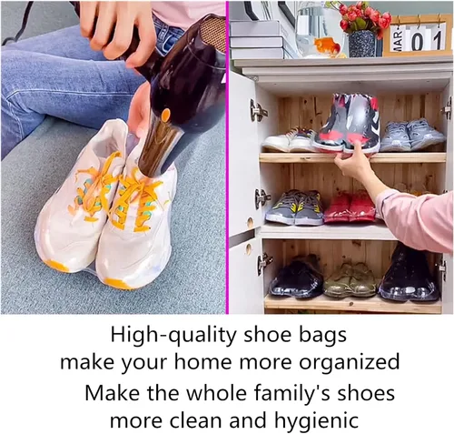 Vista 6 de Bolsas retráctiles para zapatos, 100 unidades de zapatos deportivos de PVC termocontraíble, fundas grandes para zapatos para hombres y mujeres