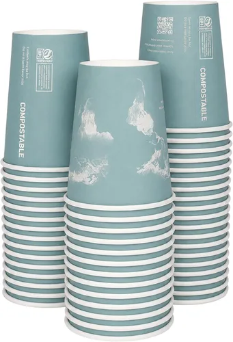 Vista 7 de ECO PRODUCTS Tazas de café espresso desechables compostables World Art de 4 onzas, paquete de 50, taza de papel caliente renovable, forro PLA a base