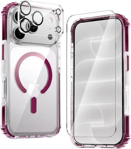 Vista 6 de Yriklso Funda magnética para iPhone 18 Pro y 17 Pro, color negro J1-negro transparente