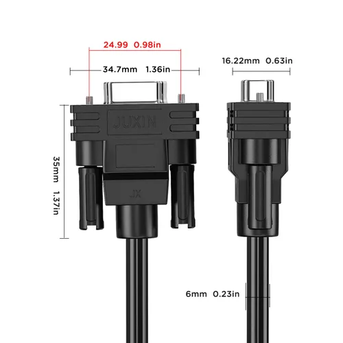 Vista 6 de Cable de extensión DB9 macho a hembra de doble blindaje, D-SUB 9 pines RS232/RS485 Serial Cable 9pin 232 Serial Cable-Negro -3 pies