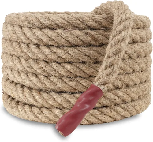Vista 8 de Cuerda Manila de yute natural, 1 1/2 pulgadas x 49 pies, cuerda de cáñamo de fibra trenzada de 4 hebras para deportes, decoración, juguetes