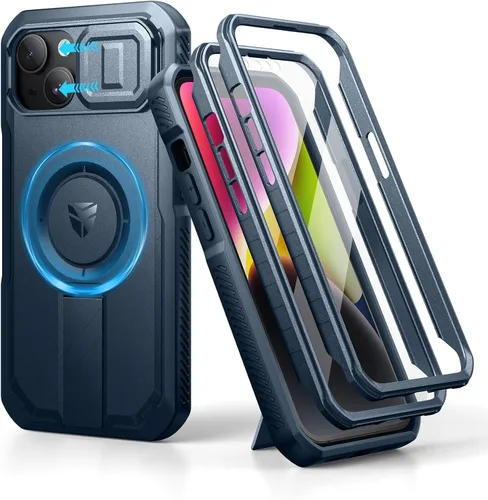 Vista 104 de Dexnor - Funda para iPhone 12 & iPhone 12 Pro con tapa deslizante para cámara, soporte ajustable y protector de pantalla integrado, carcasa