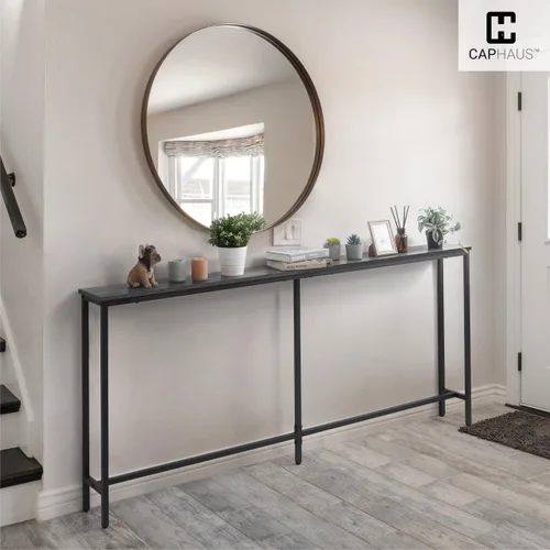 Vista 2 de CAPHAUS Mesa de consola estrecha y larga de 47 pulgadas para entrada, sofá de diseño clásico, mesa estrecha y larga para sala de estar, mesa