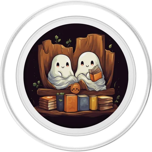 Vista 2 de Libros de lectura de fantasmas, diseño de Halloween, para adolescentes, niñas, mujeres, PopSockets MagSafe PopGrip para iPhone