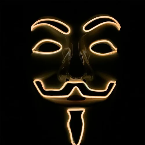 Vista 3 de Pinatas Máscara LED V para Vendetta de Halloween – Máscara de hacker de chico anónimo Fawkes con alambre EL Cyberpunk accesorio de disfraz