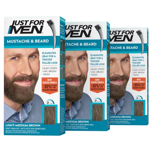 Vista 8 de Just For Men - Tinte para bigote y barba, coloración de barba para cabello gris con cepillo, con queratina, biotina, aloe vera y aceite de coco