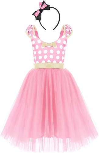 Vista 52 de IWEMEK - Maillot de ballet con diadema para niña con lunares, disfraz con diadema, leotardo