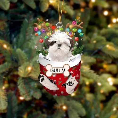 Vista 225 de IZI POD Affenpinscher Adorno de Navidad personalizado para perro, adorno de bolsillo de nieve para perro para árbol de Navidad, adorno acrílico