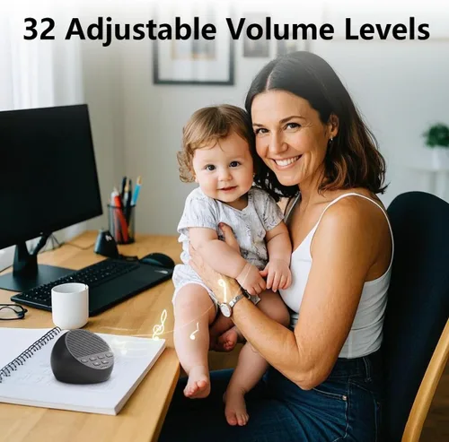 Vista 5 de Máquina de sonido portátil Máquina de ruido blanco, sin parar, 30 sonidos relajantes para bebés, niños y adultos, máquina de sueño de ruido rosa