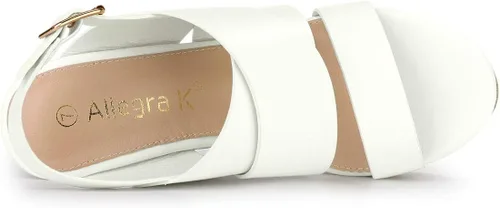 Vista 5 de Allegra K Sandalias de cuña con plataforma de madera para mujer
