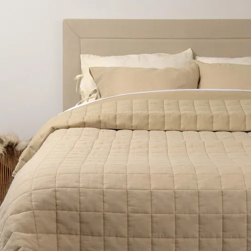 Vista 11 de Best Home Fashion Edredón de lino y algodón con diamantes, elegancia casual, ropa de cama ligera y elegante, manta, individual, gris, 86 pulgadas