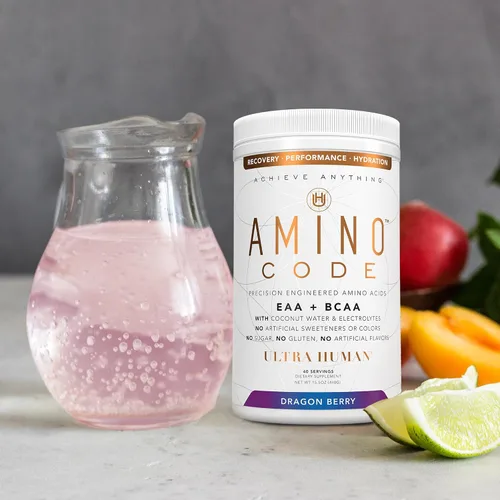 Vista 5 de Ultra Human Amino Code Aminoácidos esenciales + BCAA + electrolitos de agua de coco Bebida energética de aminoácidos saborizados